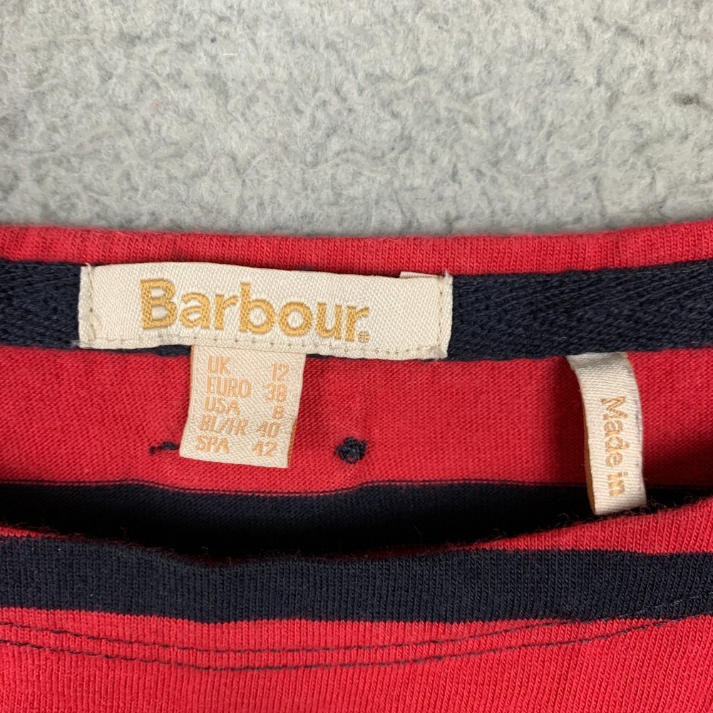Barbour Bradley Top Women's US 8 Multicolor Striped Long Sleeve Cotton T-Shirt - Picture 3 of 10